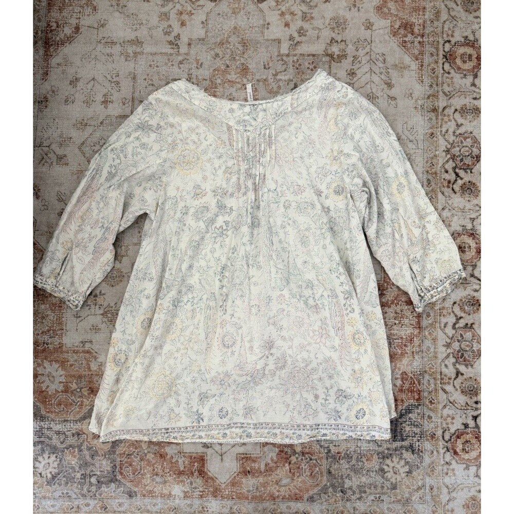 Magnolia Pearl Printed Bondi Blouse Tunic Top Shirt Ivory OS - Picture 8 of 8